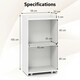 image 2 of COSTWAY Rolling Lectern Stand Desk with 2 Storage Shelves White