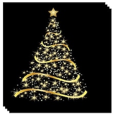 Christmas Shining Tree Black Premium Decoupage Luncheon Napkins 3 Ply 33cm - Pack of 20