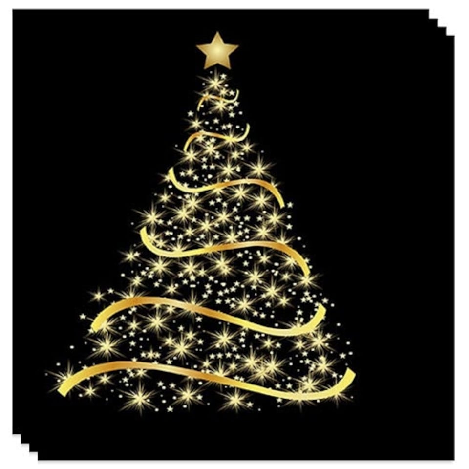 Christmas Shining Tree Black Premium Decoupage Luncheon Napkins 3 Ply 33cm - Pack of 20