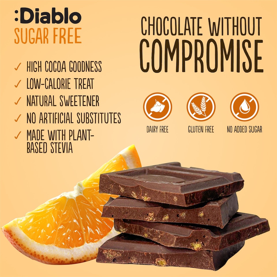 image 1 of Diablo No Added Sugar Dark Chocolate with Orange 75g