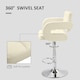image 4 of HOMCOM Adjustable Height Barstool Steel Pole PU Leather, White