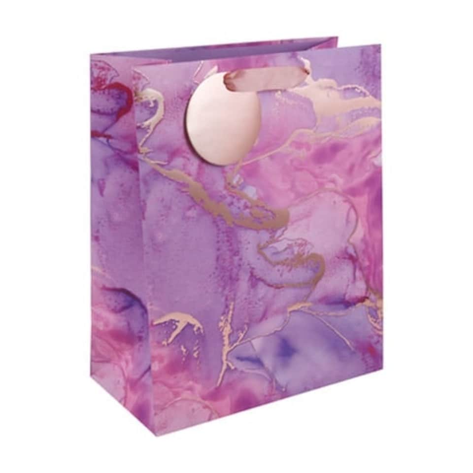 Pink & Purple Gold Marble Large Gift Bag 33cm