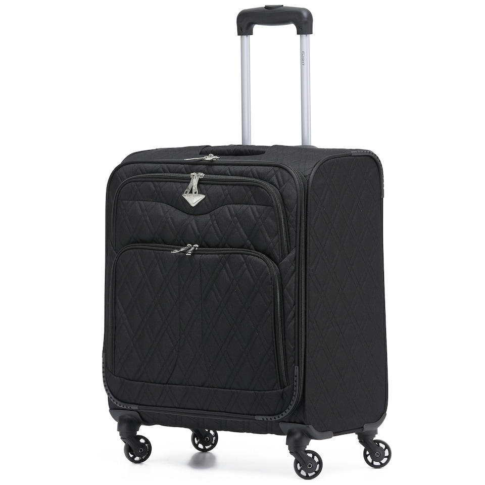 image 1 of Flight Knight Lightweight 4 Wheel 800D Soft Case Quilted Suitcase Cabin Carry On Hand Luggage Approved for easyJet & BA Maximum Size Overhead Carry On Blue | Navy | Cabin Bag