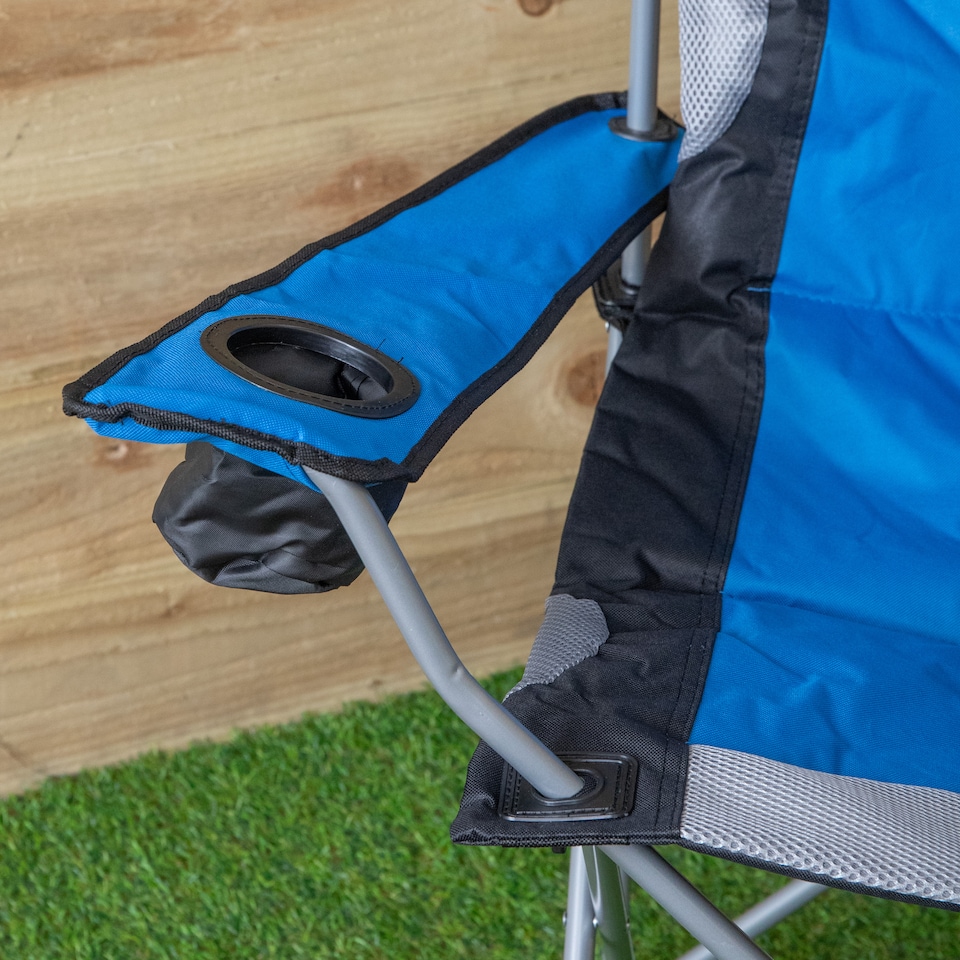 image 1 of Luxury Padded High Back Folding Outdoor, Camping, Fishing Chair in Blue