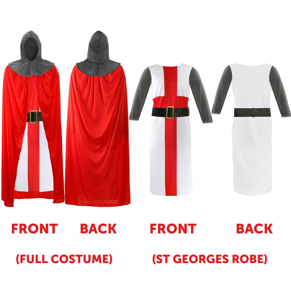 image 1 of Medieval Crusader St George Costume | Red | XL