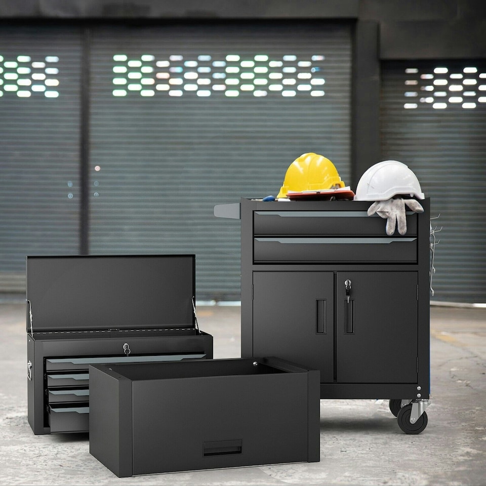 image 1 of COSTWAY 6-Drawer Rolling Tool Chest Tool Storage Cabinet Black | Black