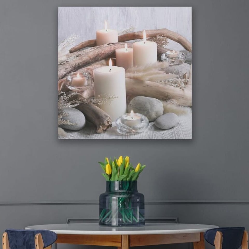 image 1 of Art for the Home Serene Candles LED Printed Canvas
