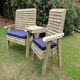 image 3 of Ergonomic Trio Set Wooden Garden Bench & Chair Set - Attach Tray to Arms - L75 x W220 x H105 cm - Fully Assembled