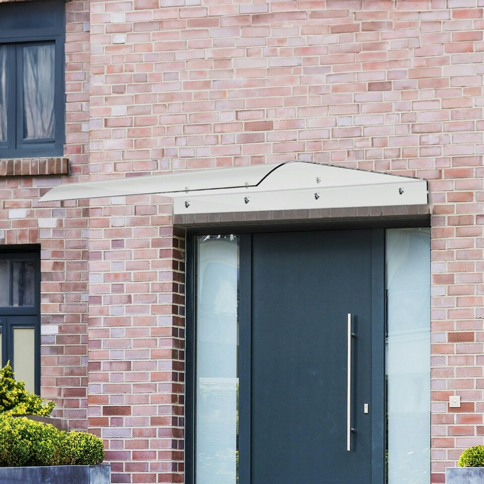 image 1 of Living and Home Frosted Awning Canopy for Window and Door- 100cm W x 33cm D Clear