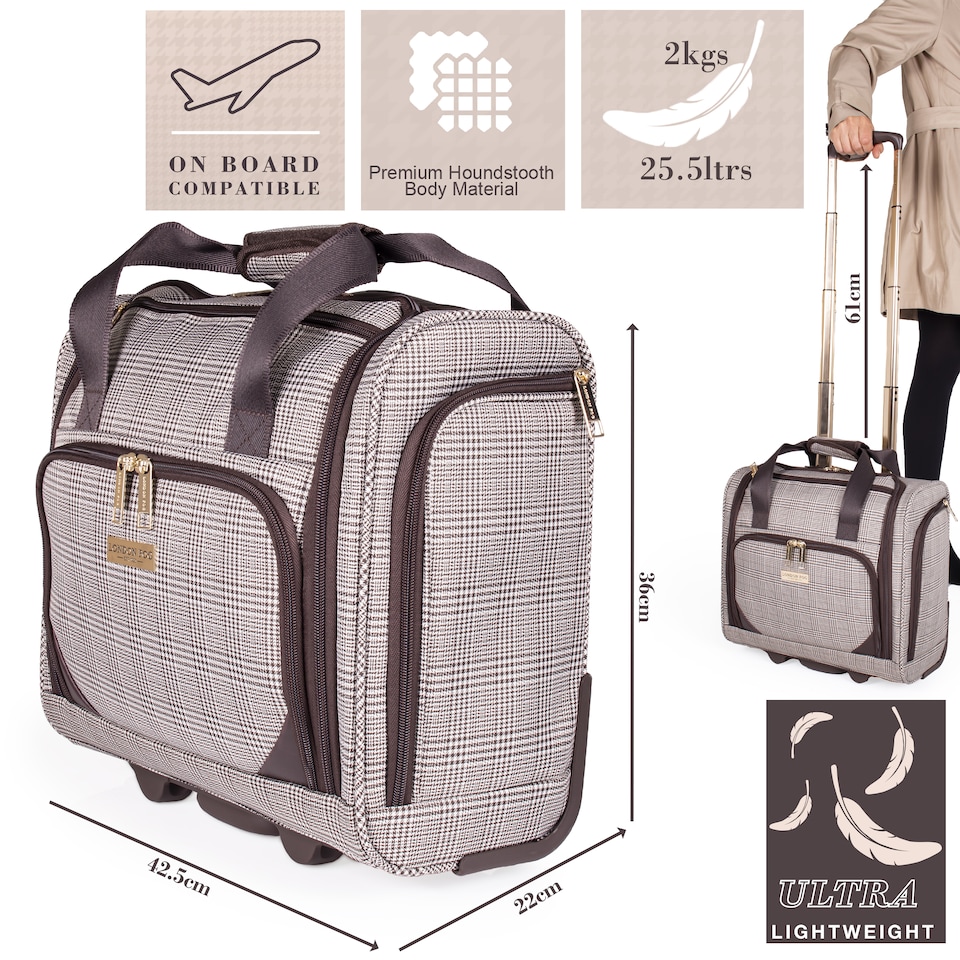 image 1 of London Fog Camberley 15in Underseat Carry-On Flight Bag, 2 Wheel Cabin Suitcase, Brown