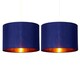image 1 of Set of 2 Navy Blue 25cm Light Shade with Gold Inner | Blue | Gold | Medium | 2