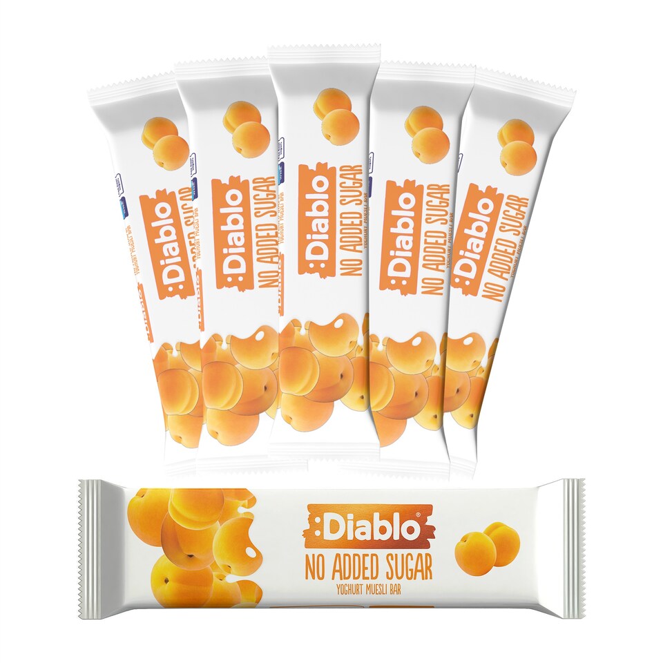 image 1 of Diablo No Added Sugar Yoghurt and Apricot Muesli Bar 30g 6 Pack