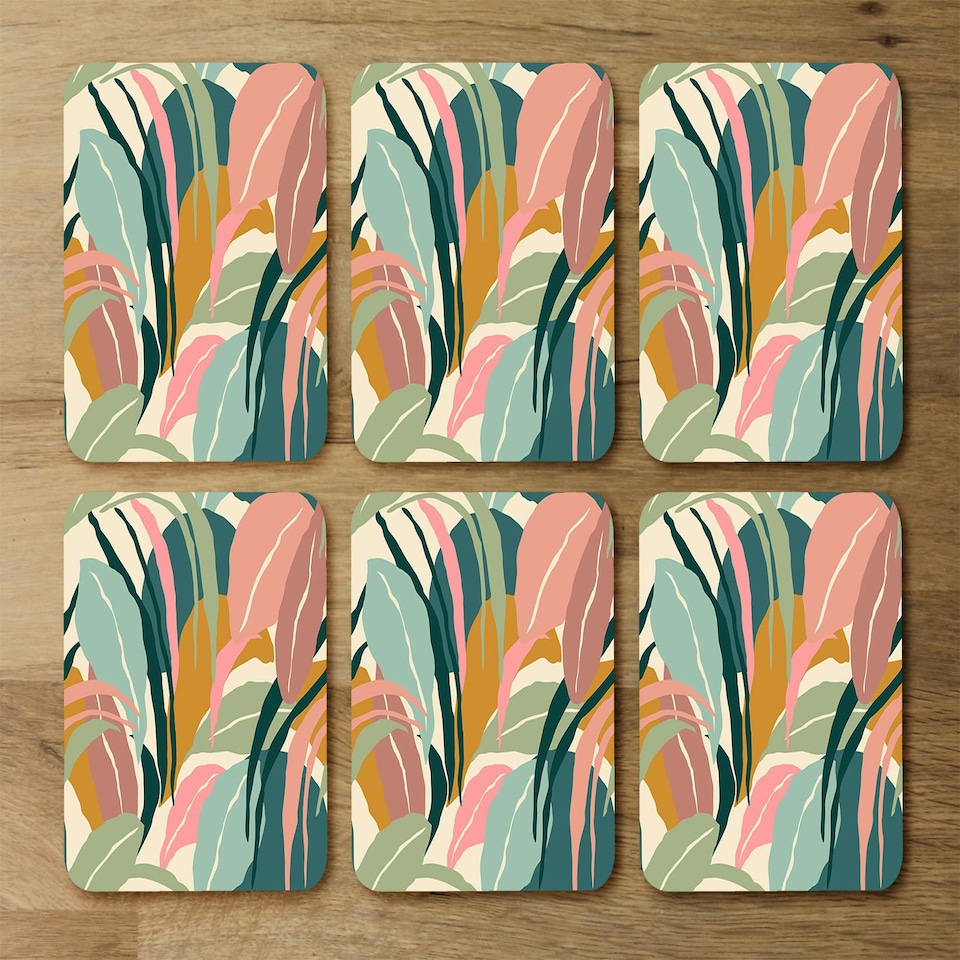 image 1 of artistic abstract leaves (Placemat & Coaster Set)