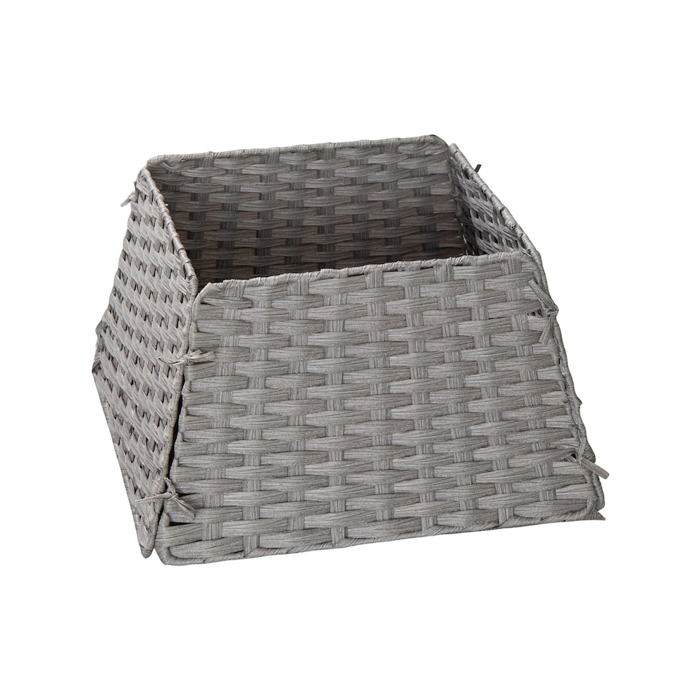 image 1 of 47cm x 46cm Samuel Alexander Foldable Rattan Christmas Tree Skirt in Grey
