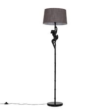 ValueLights George Monkey Modern Black Floor Lamp Grey Shade | Grey