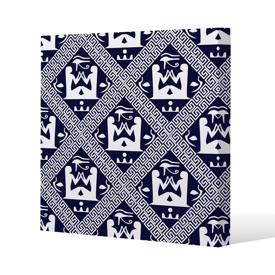 Egyptian Hieroglyphs in Navy (Canvas Print) / 127 x 127 x 4cm | Multi