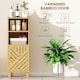 image 4 of HOMCOM Slim Bathroom Cabinet with Bamboo Door and Legs, Narrow Bathroom Storage Cabinet, Freestanding Storage Cupboard with Open Compartments, 32 x 30 x 90 cm, Natural Wood Finish