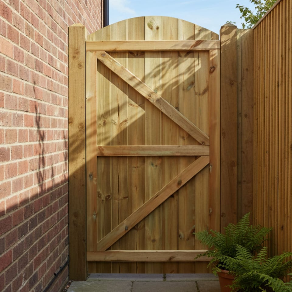 image 1 of Arch Top Wooden Garden Gate 6ft x 2.5ft Tongue & Groove Fully Framed Treated Door