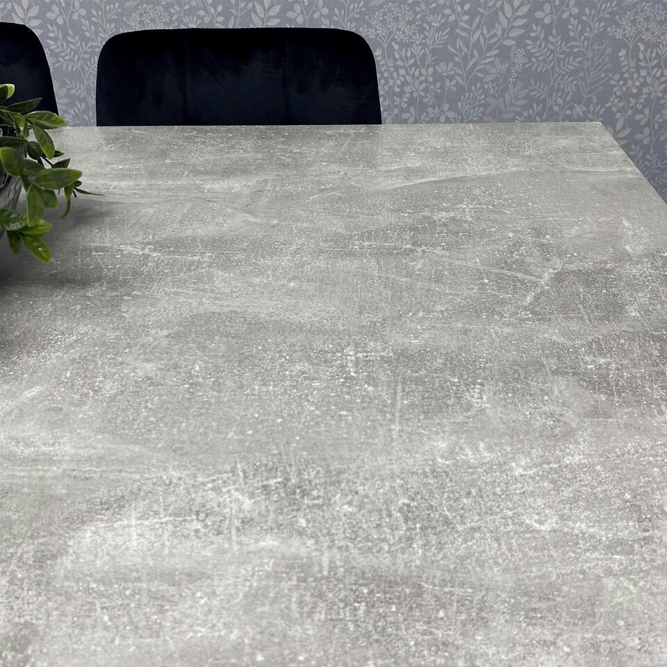 image 1 of Grey Dining Table with Hairpin Legs, Bench & 4 Black Velvet Chairs Set for Kitchen & Dining Room Grey