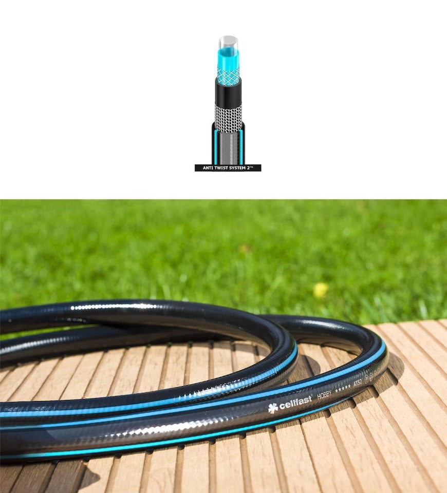 Long Flexible Six Layer Garden Black Hose Hosepipe 45m Length 3/4" Diameter