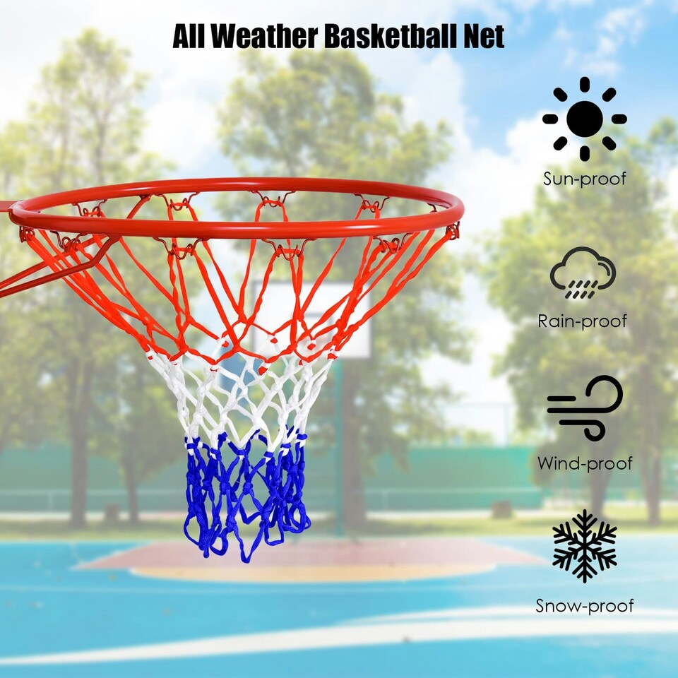 image 1 of COSTWAY 46 cm Basketball Replacement Net Goal Hoop Red Red | Standard