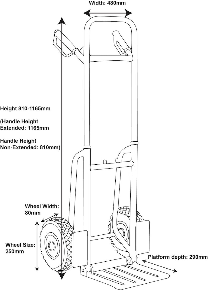 image 1 of Heavy-Duty Folding Sack Truck - 200kg Capacity, Pneumatic Tyres, Adjustable Height