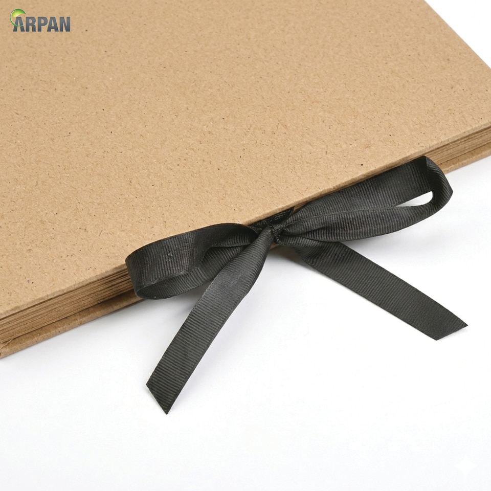 image 1 of ARPAN Spiral Bound Scrapbook Album – 50 Sheets / 100 Pages, 200 GSM Thick Paper – DIY Photo Album Memory Book with Ribbon Closure (26 x 25.5 cm) for Wedding, Baby, Travel, Artwork & Scrapbooking