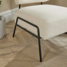 Boucle Accent Chair Black Metal Legs Cream Modern Home Living Seating Furniture Green