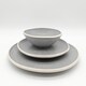 image 2 of Reactive Grey Glaze Dinner Set Nordic Pebble Plates & Bowls 6pc Set