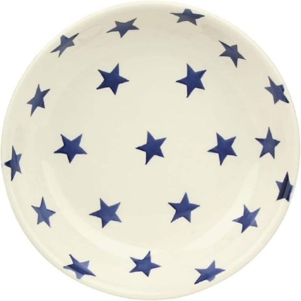 image 1 of Pasta Bowl: 1 x 24cm Emma Bridgewater Blue Star Medium Pasta Bowl, Ceramic White