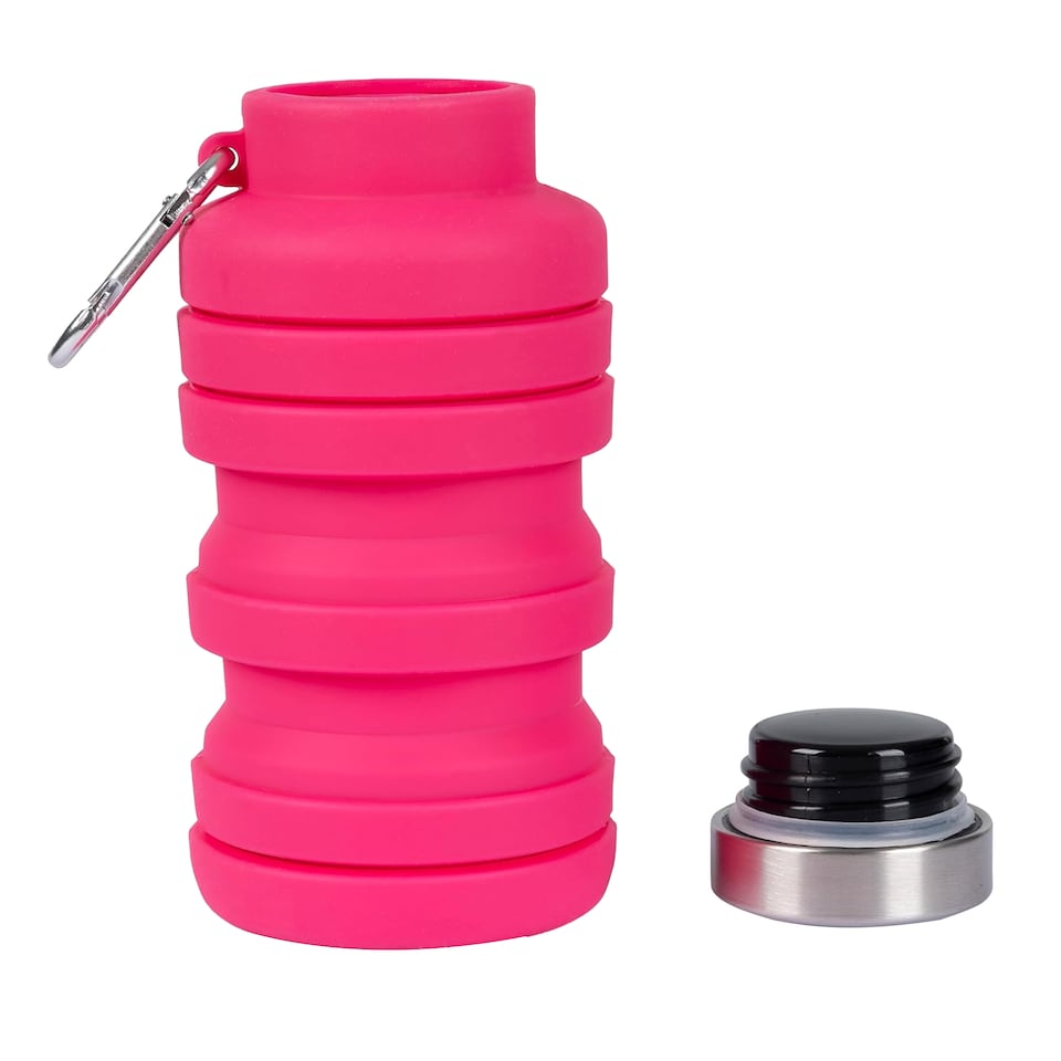 image 1 of Trespass Vavo Foldable Silicone Water Bottle | Pink | Flamingo Pink | 1