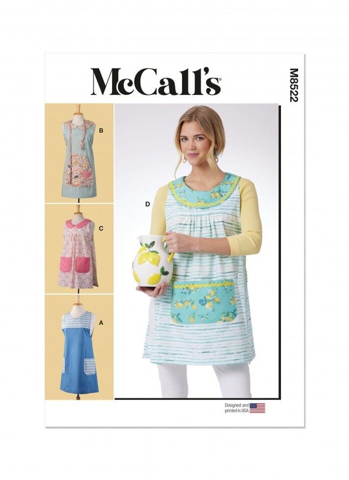 McCall's 8522 Paper Sewing Pattern – Women’s Apron, Size A (XS–S–M–L–XL), Easy