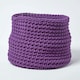 image 1 of Homescapes Deep Purple Cotton Knitted Round Storage Basket - 42 x 37 cm | Purple | Deep Purple