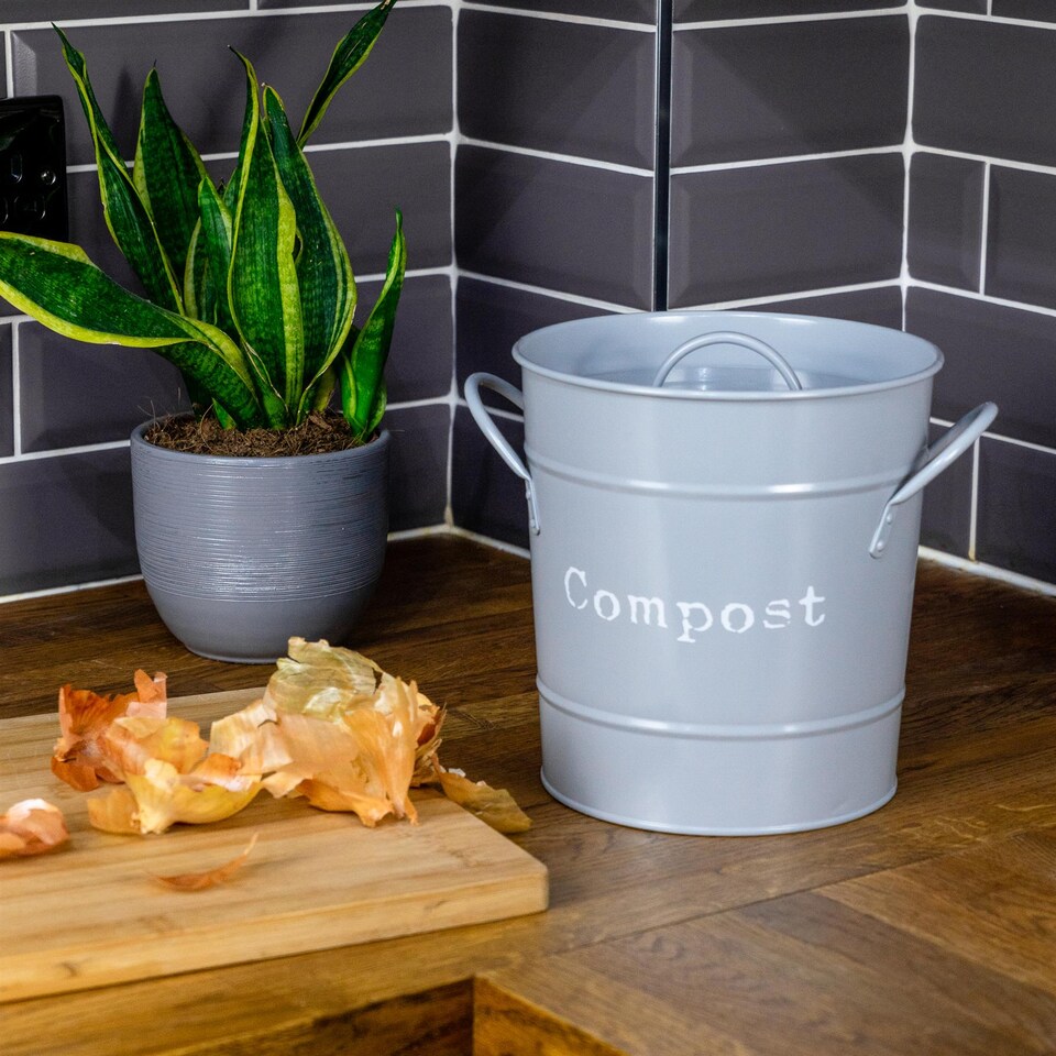 image 1 of Harbour Housewares Vintage Metal Kitchen Compost Bin - Grey | Grey | Grey | One Size