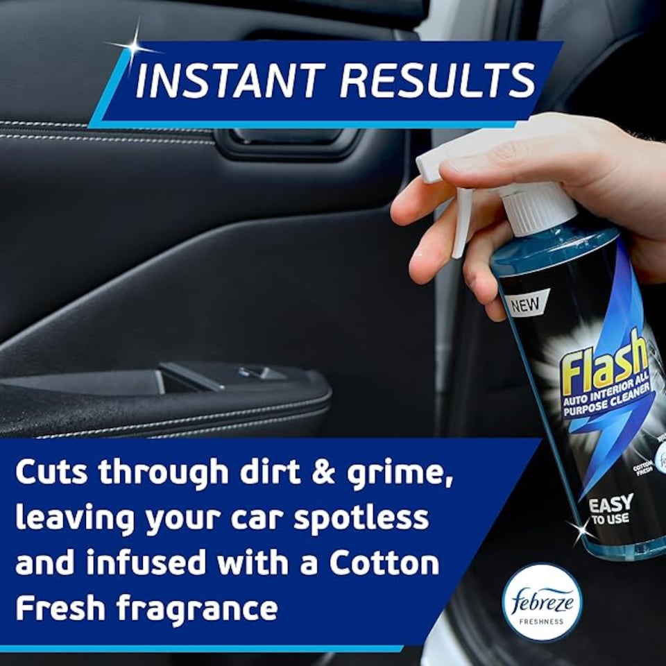 image 1 of Flash Car Care All-Purpose Interior Cleaner - Febreze Cotton Fresh Scent 2 x 500ml