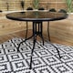image 4 of Outdoor 2 Person Round Glass Top Garden Patio Dining Table Chairs Black Parasol and Base Set