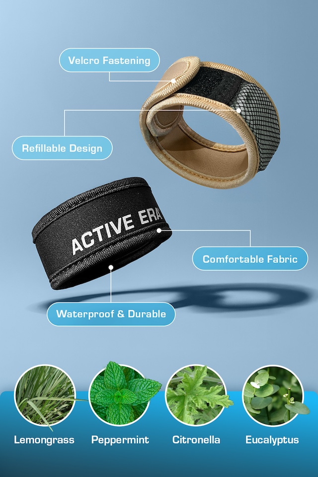 image 1 of Active Era Mosquito Repellent Band - 2 pack + 4 refill - Fabric band