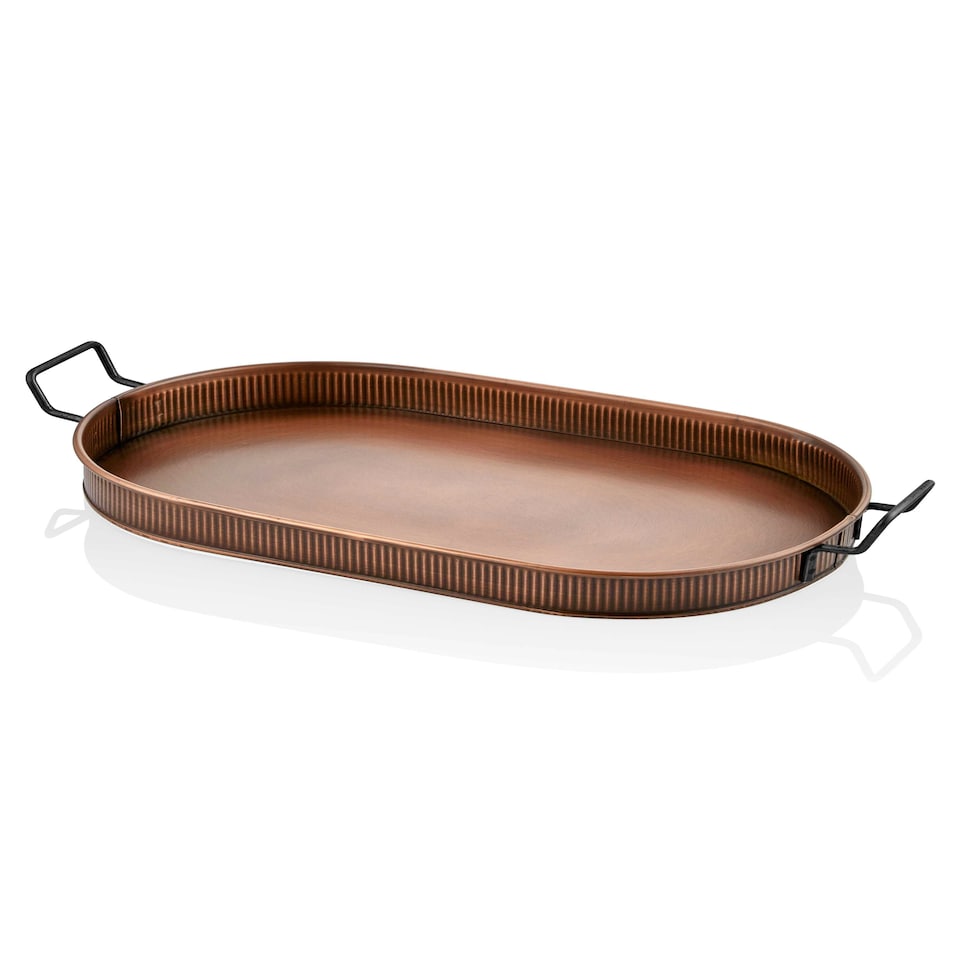 image 1 of Copper Oval Serving Tray (66 x 32 cm)