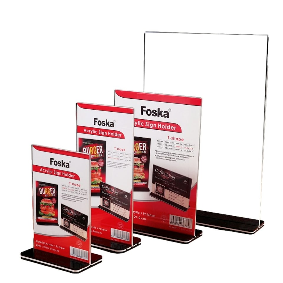 image 1 of Vertical Design T-Shape Acrylic Sign Holder 10 x 20cm
