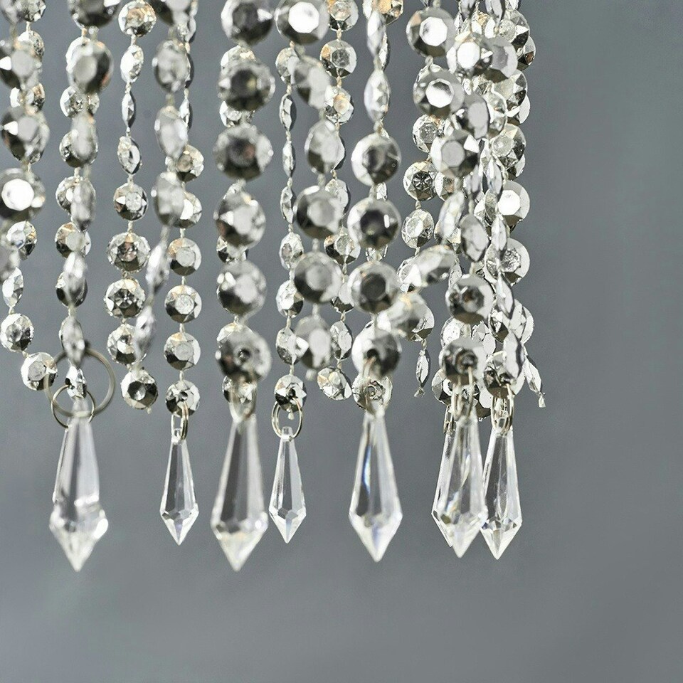 image 1 of ValueLights Acrylic Droplets Pair of Silver Ceiling Pendant Droplets Shade Silver