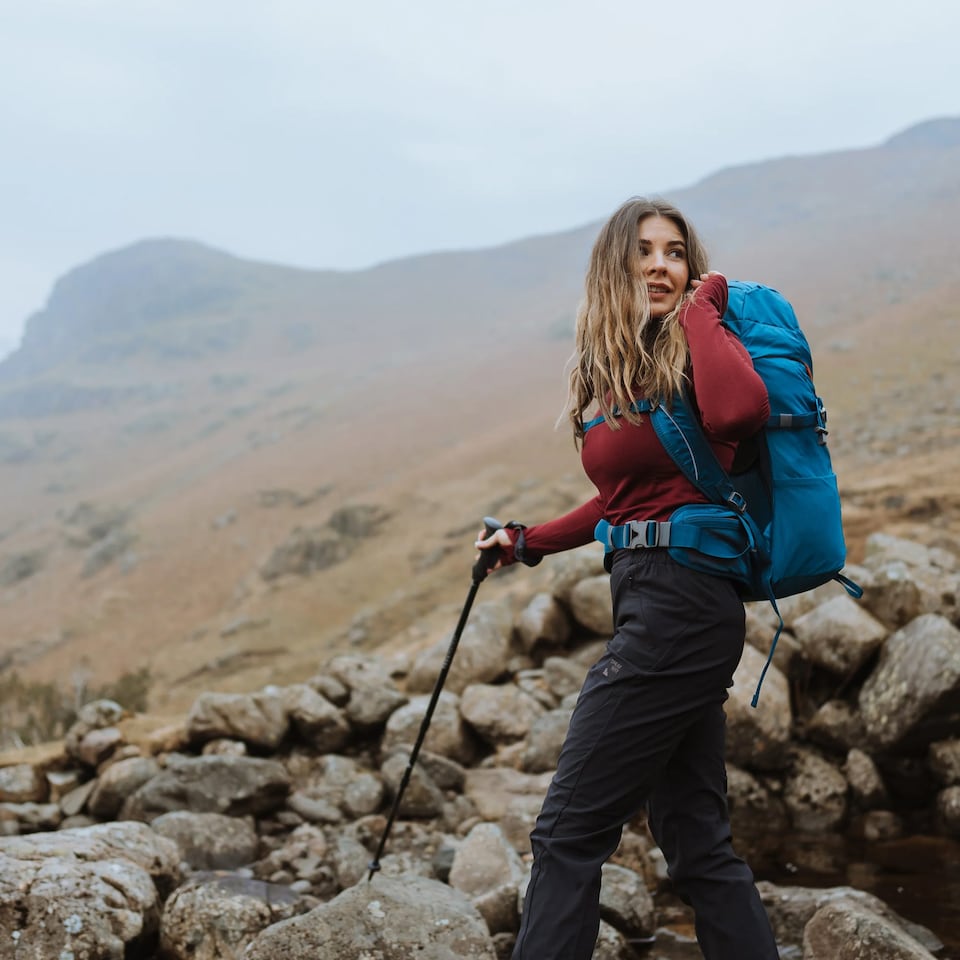 image 1 of Hiker Shock Walking Pole Adjustable AntiShock Hiking Trekking Outdoor | Black | Black | One Size | 1