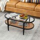 image 5 of COSTWAY 2-Tier Coffee Table Rattan Center Table with Storage Black