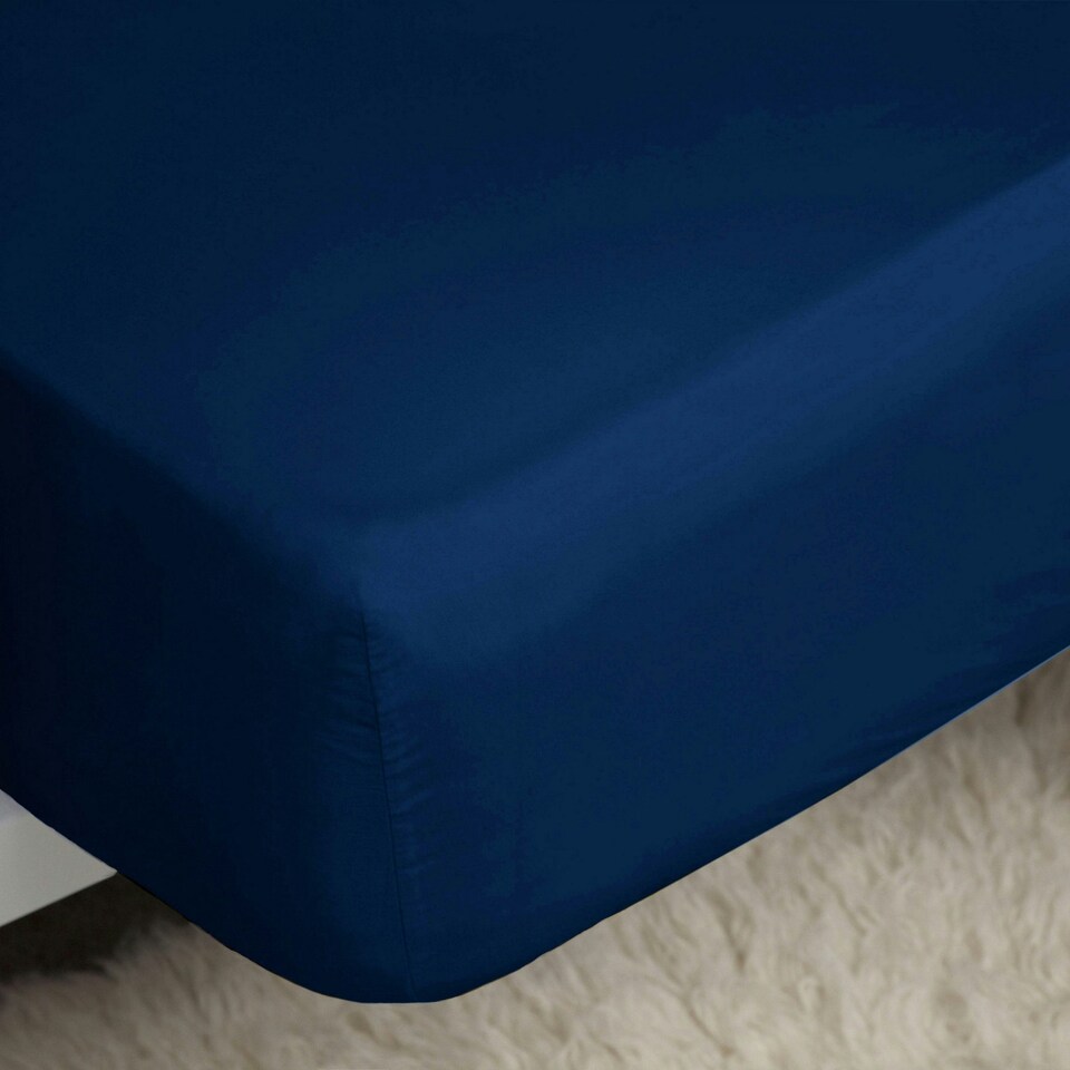 Belledorm Easycare Percale Fitted Sheet - Navy - Narrow Double