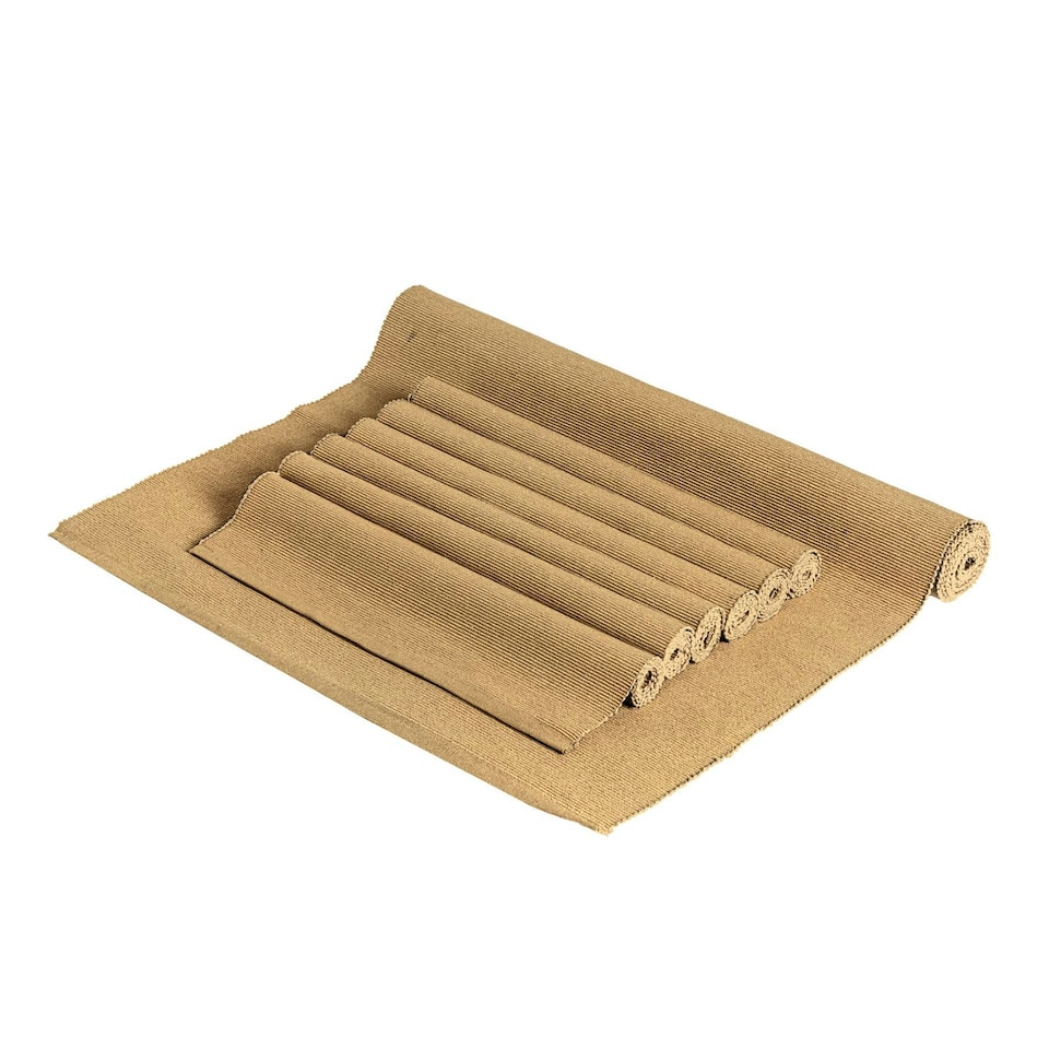 image 1 of Nicola Spring 7pc Cotton Fabric Placemats & Table Runner Set - Beige