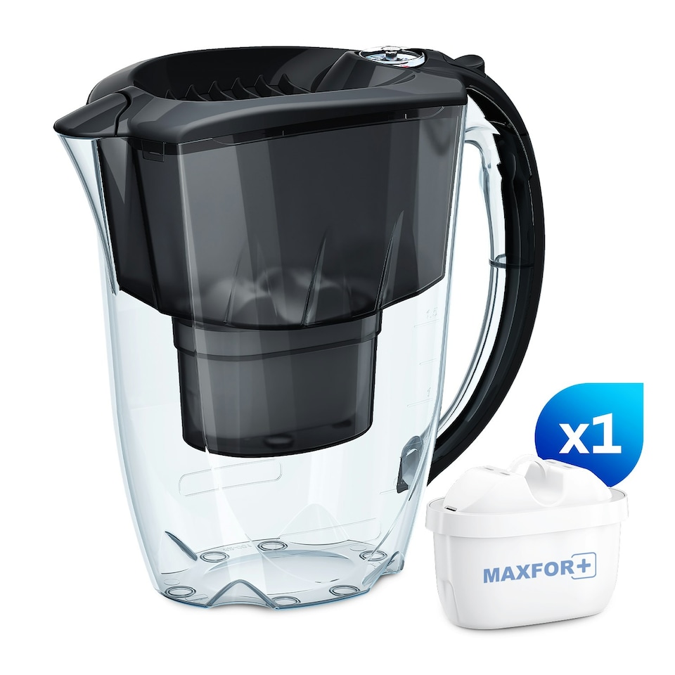 image 1 of AQUAPHOR 2.8 Litre Amethyst Water Filter Jug in Black with 1 x Maxfor+ filter
