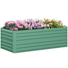Outsunny Raised Beds for Garden, Galvanised Steel Outdoor Planters with Multi-reinforced Rods for Vegetables, Plants, Flowers and Herbs, 180 x 90 x 59 cm, Light Green | Green
