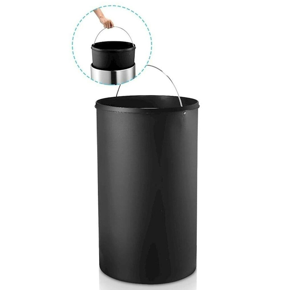image 1 of 30L Stainless Steel Slim Indoor Kitchen Bin With Handle & Inner Bin Silver
