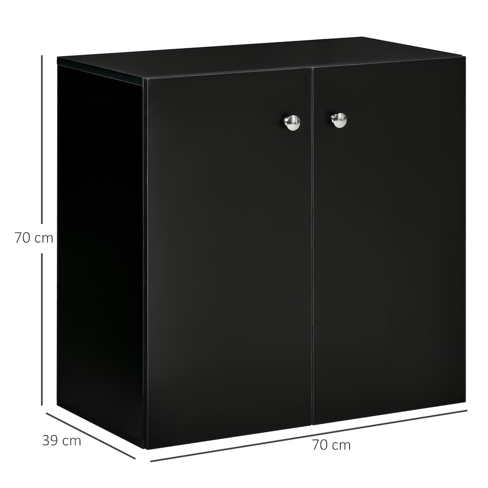 image 1 of HOMCOM Storage Cabinet w  Two Shelves Wooden Sideboard Freestanding Kitchen Cupboard Bookcase - Black