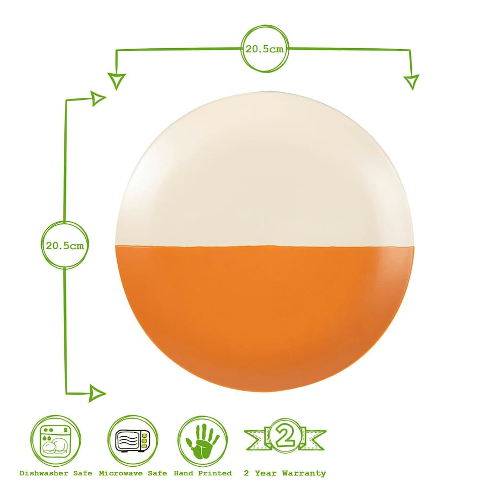 image 1 of Nicola Spring Ceramic Dipped Flecked Dinner Plates - 20.5cm - Burnt Orange - Pack of 4 Orange