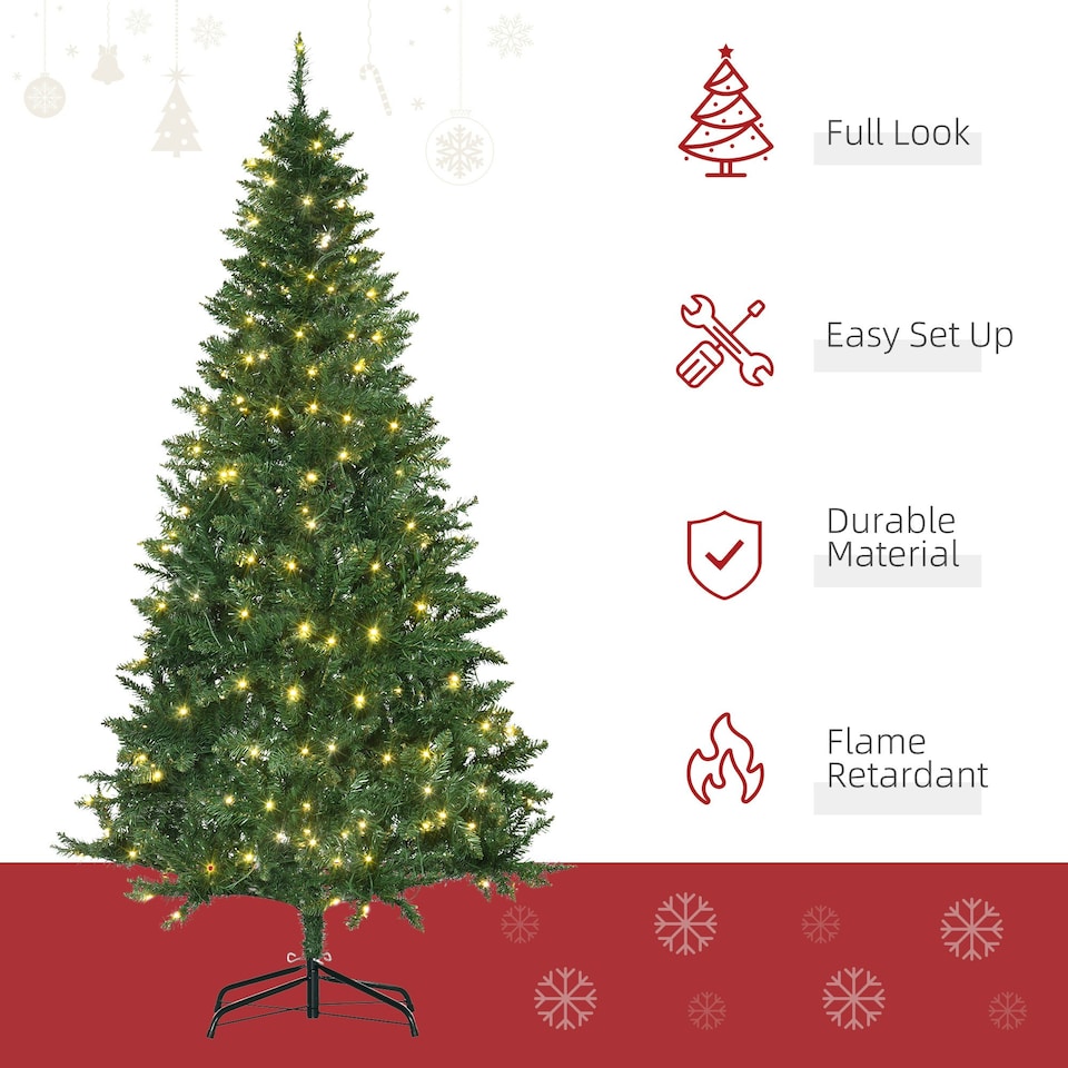 image 1 of HOMCOM 6FT Prelit Artificial Christmas Tree w/ Warm White Light Xmas Decoration